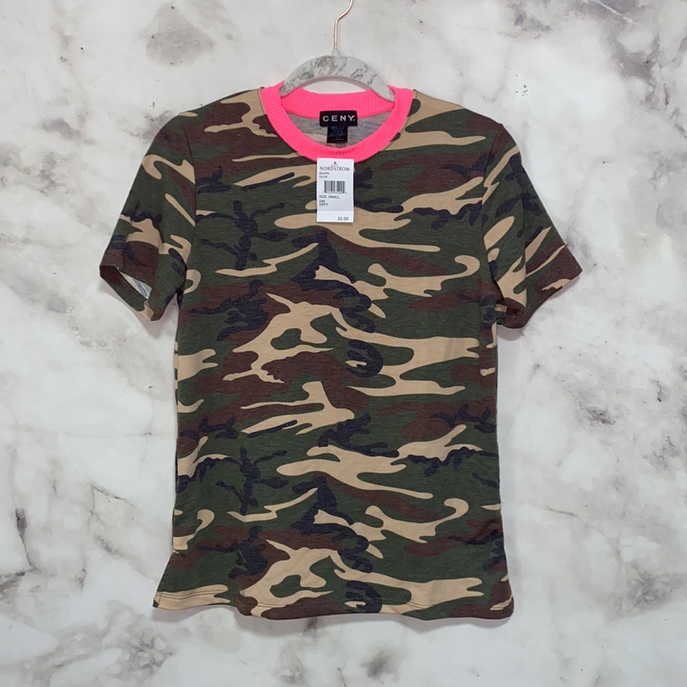 Ceny Unique Camo Tee with Hot Pink Collar